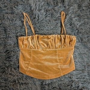 Gold Corduroy Crop Top